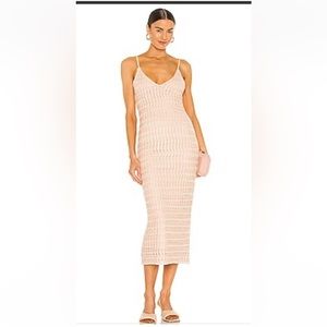 AFRM Jasper Crochet Midi Dress in Cream Tan
